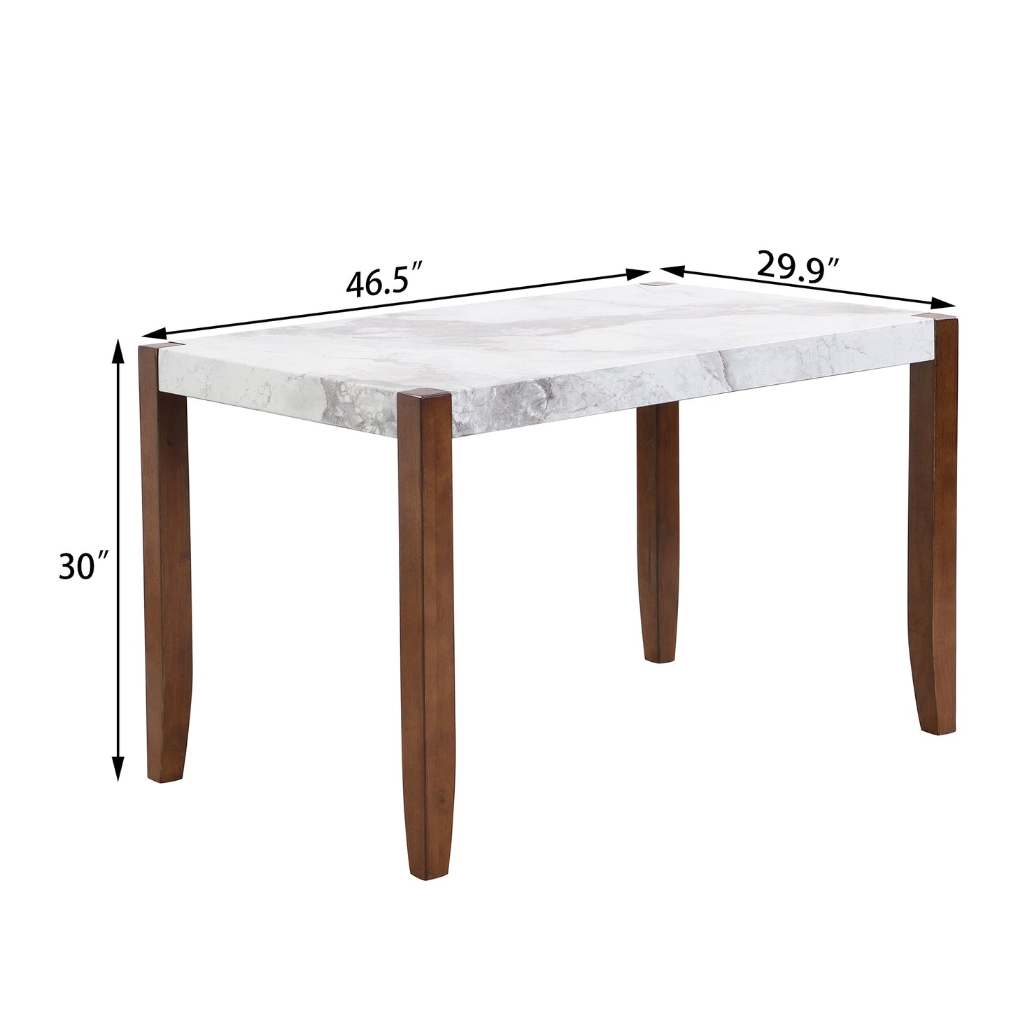 46.5 Modern Dining Table, Rectangular Faux Marble Style Table With
