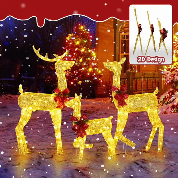 Lighted Christmas Reindeer Family Set - 3-Piece Outdoor Decor