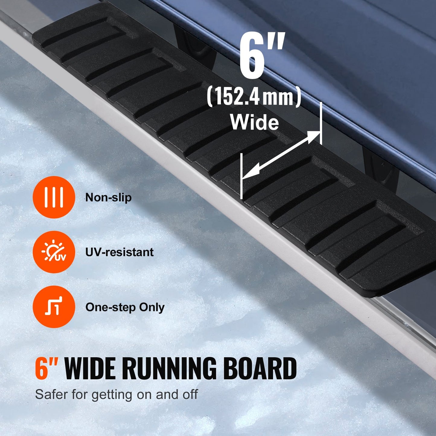 6' Stainless Steel Running Boards Side Steps for Chevy Silverado & GMC Sierra Crew Cab