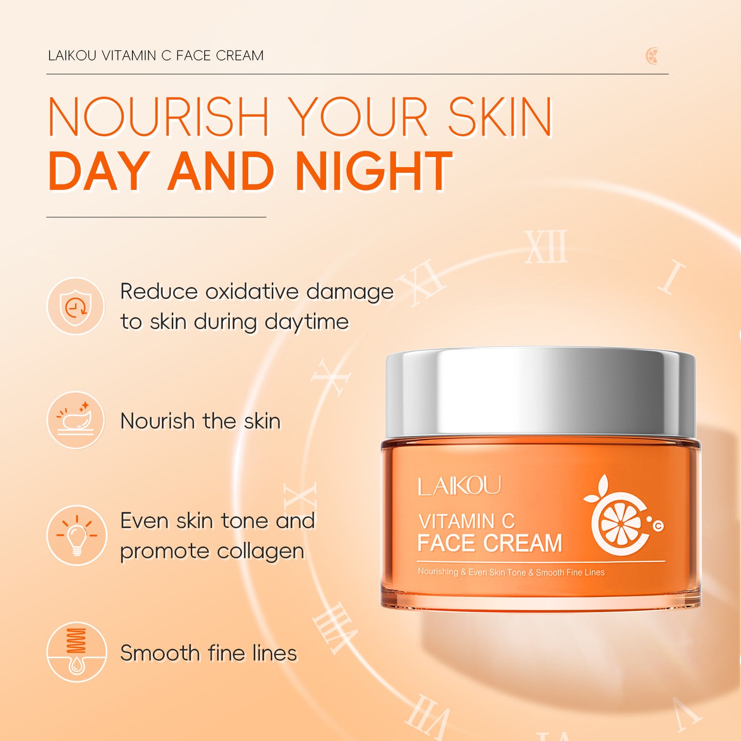 Vitamin C Face Cream Moisturizer for Skin Brightening - 50g Orange