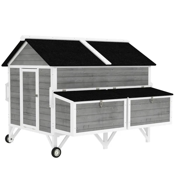 Large Waterproof Chicken Coop with Nesting Boxes & Wheels - Gray