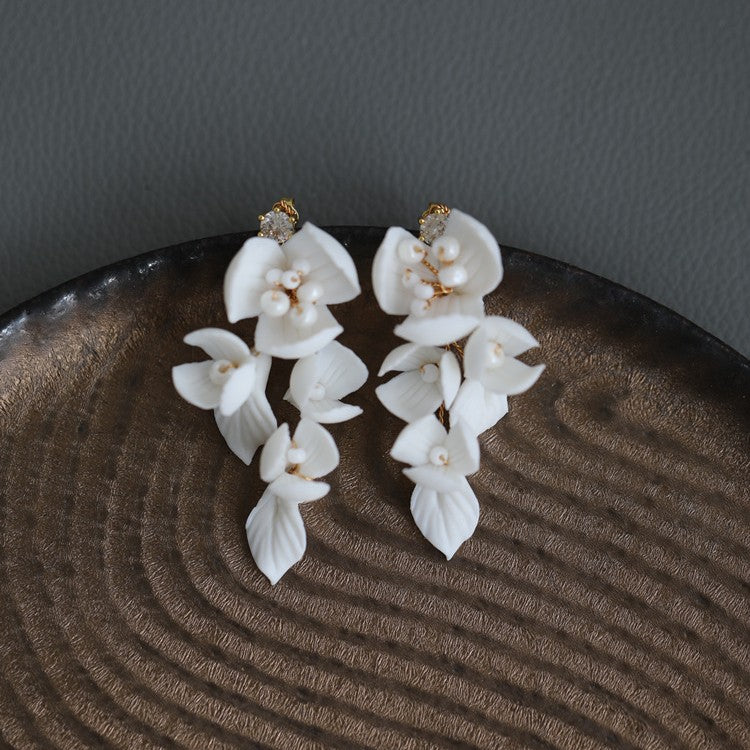 Handmade Ceramic Flower Beaded Hair Forks Hair Accessories Set