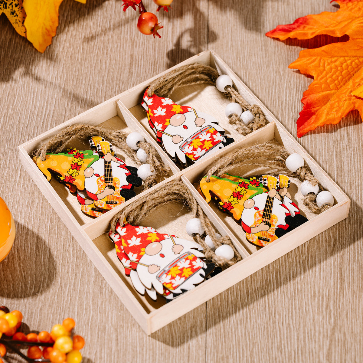 12-Pack Harvest Season Wooden Pendant Decorations - Festive Home & Party Decor
