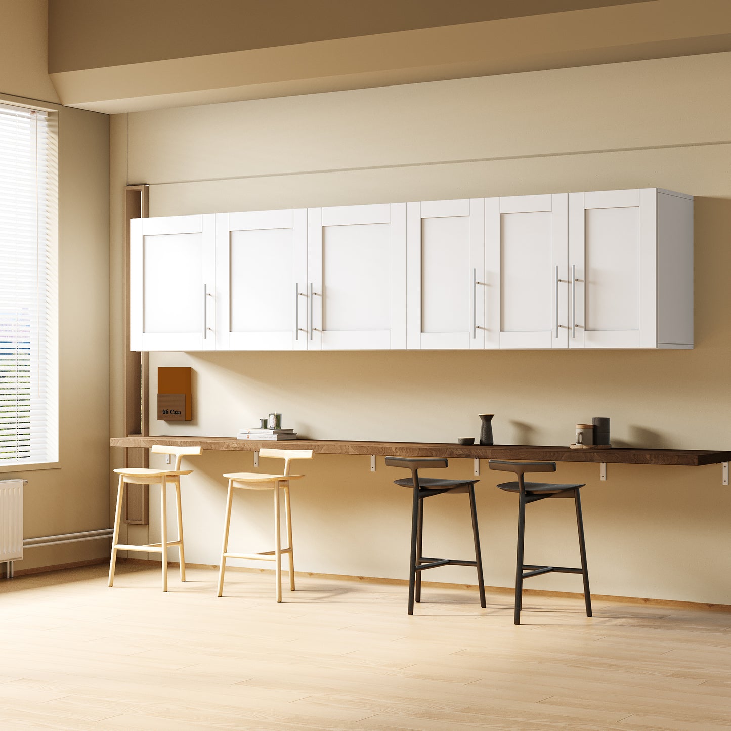 Stackable Wall Mounted Storage Cabinet - 15.75" D x 35.43" W x 19.69" H - White