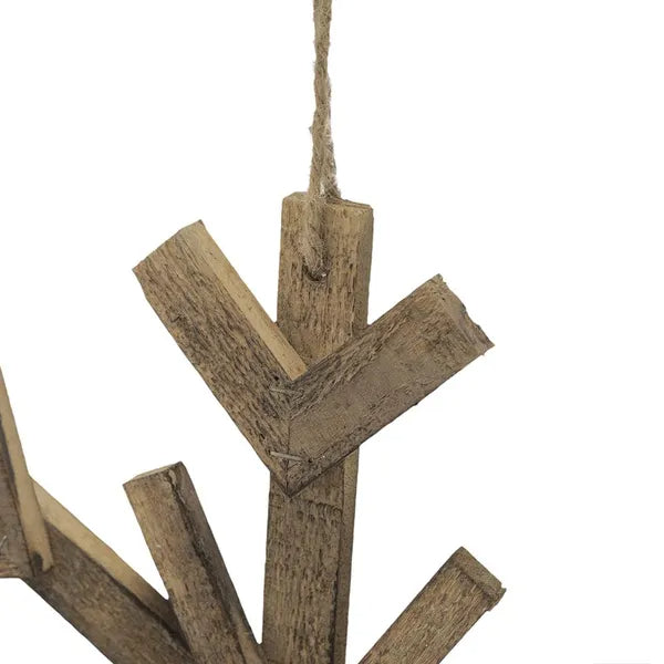 Large Fir Wood Snowflake Ornaments - Set of 2 for Holiday Decor