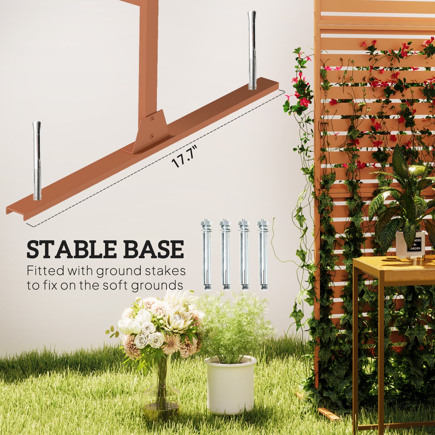 Outdoor Privacy Screen with Trellis - 78" H x 48" W, Brown