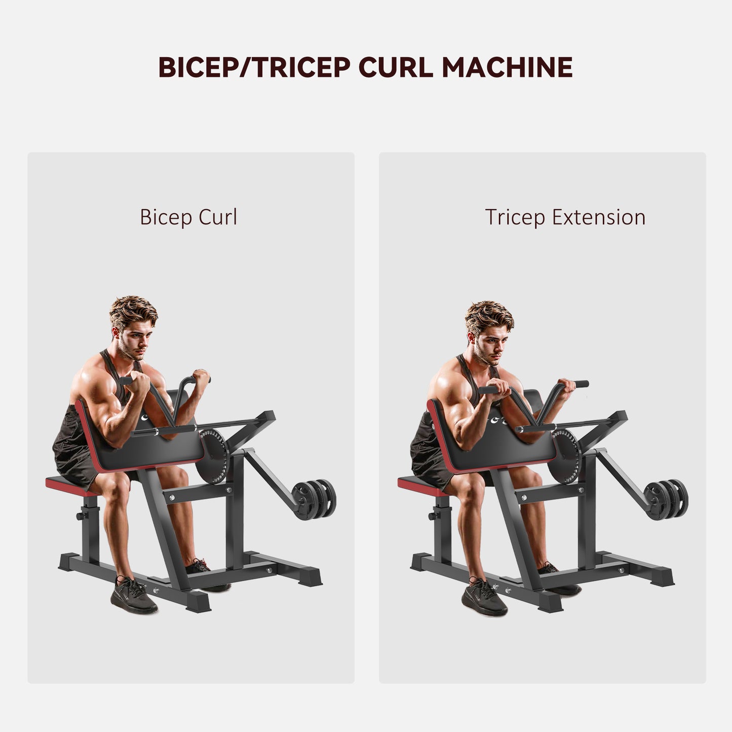 2-in-1 Bicep Preacher Curl Bench with Adjustable Seat & Elbow Cushion