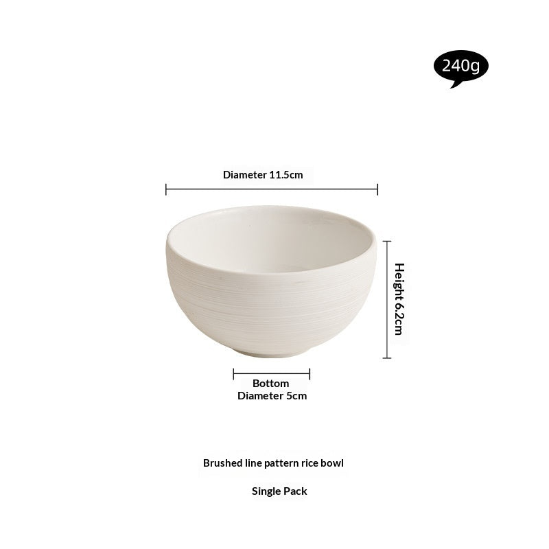 Minimalist Textured White Ceramic Rice Bowl - 4.5 & 5 Inch Options