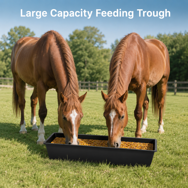 4-Piece Heavy-Duty Plastic Livestock Feed Trough for Horses, Goats, Pigs