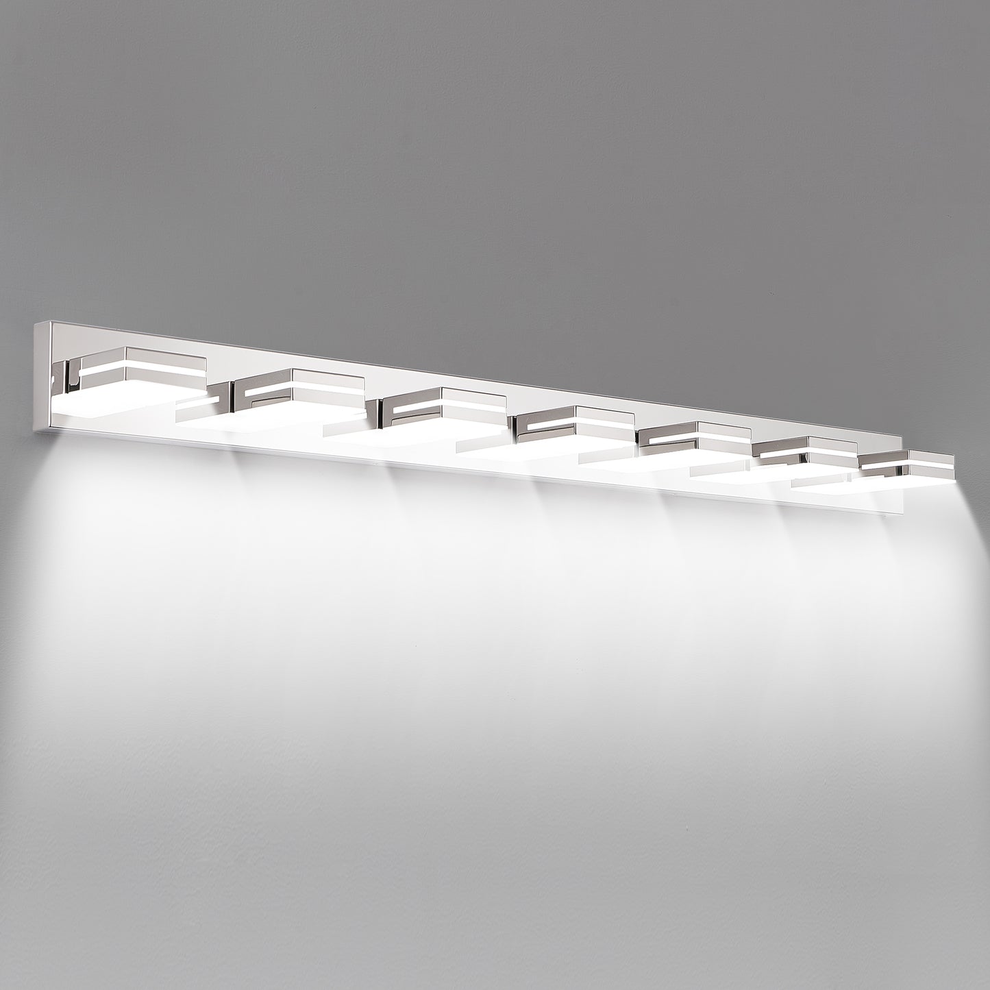 Modern Chrome LED Vanity Light - 7-Light Wall Sconce for Bathroom