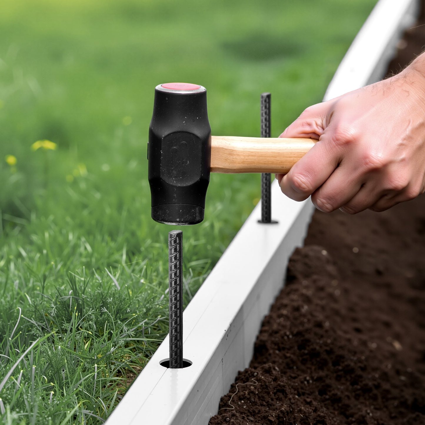 16-Inch Galvanized Steel Rebar Stakes Set - Heavy Duty Ground Anchors for Garden & Soil