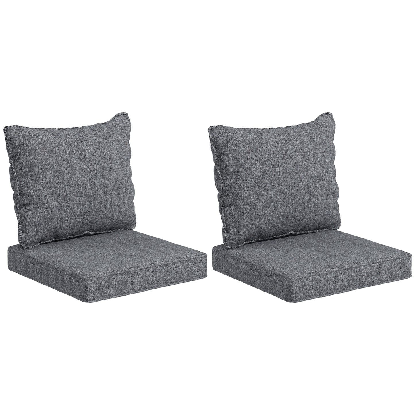 Outdoor Chair Cushion Set with Backrest – Gray, Fade Resistant