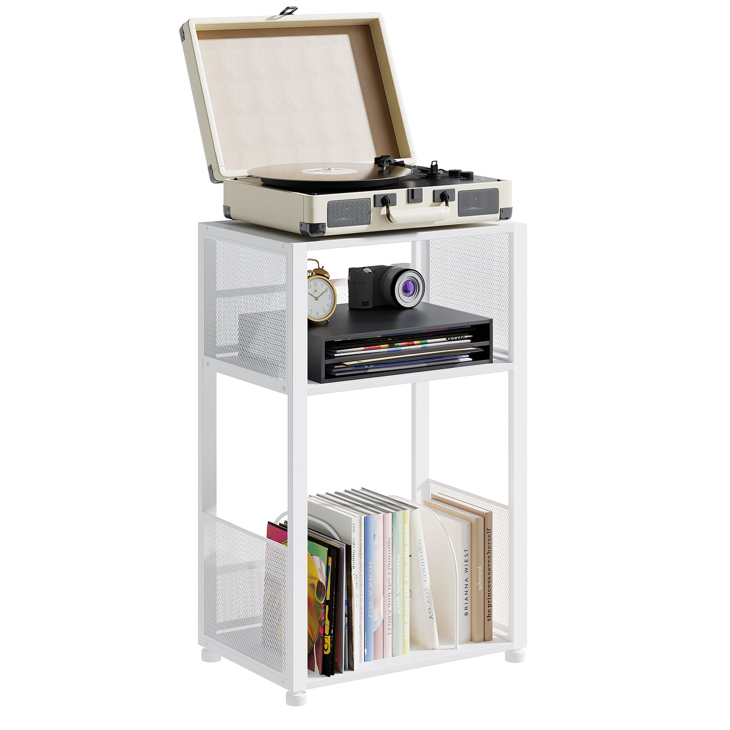 Three-Tier Storage Side Tables - Record Player Stand