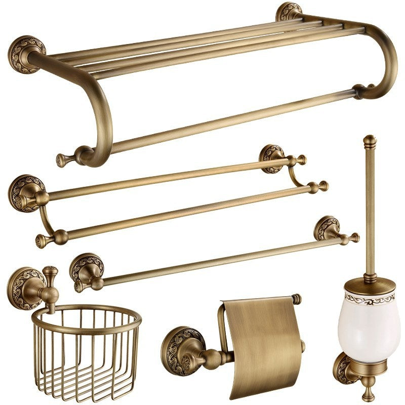 Copper Wall-Mounted Bathroom Shelves with Carved Design - Multiple Sizes