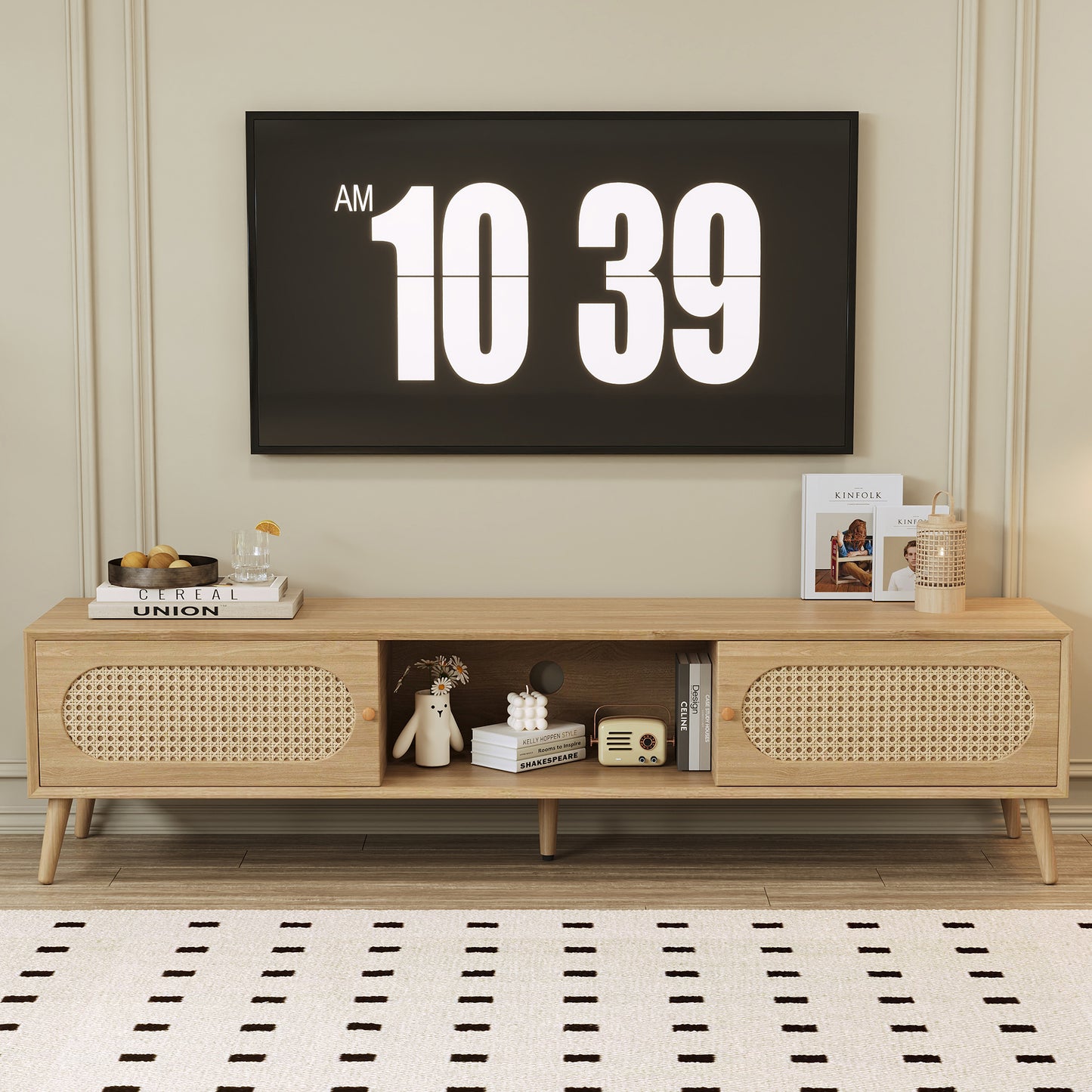 Boho TV Stand for TVs Up to 80'' - Modern Farmhouse Media Console