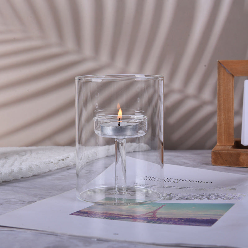Glass Candlestick Set Handmade Borosilicate Holiday Decor - Multiple Sizes
