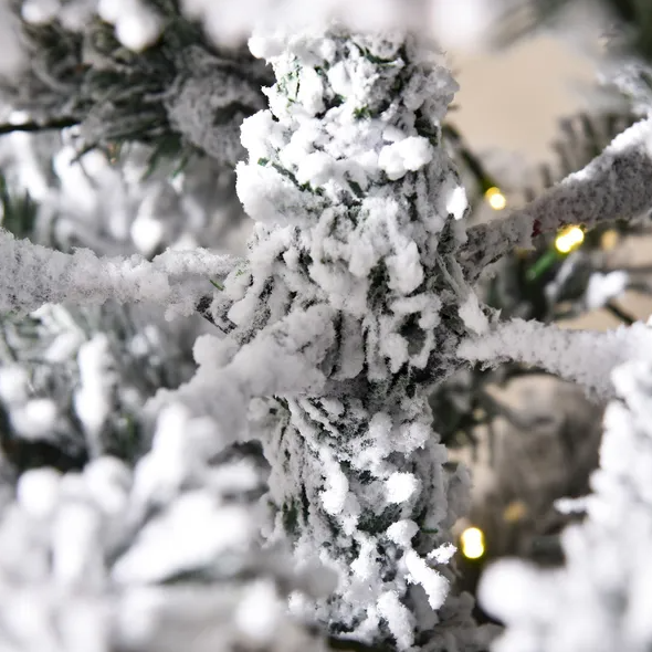 6 Ft Pre-Lit Snow-Flocked Slim Douglas Fir Christmas Tree - Green