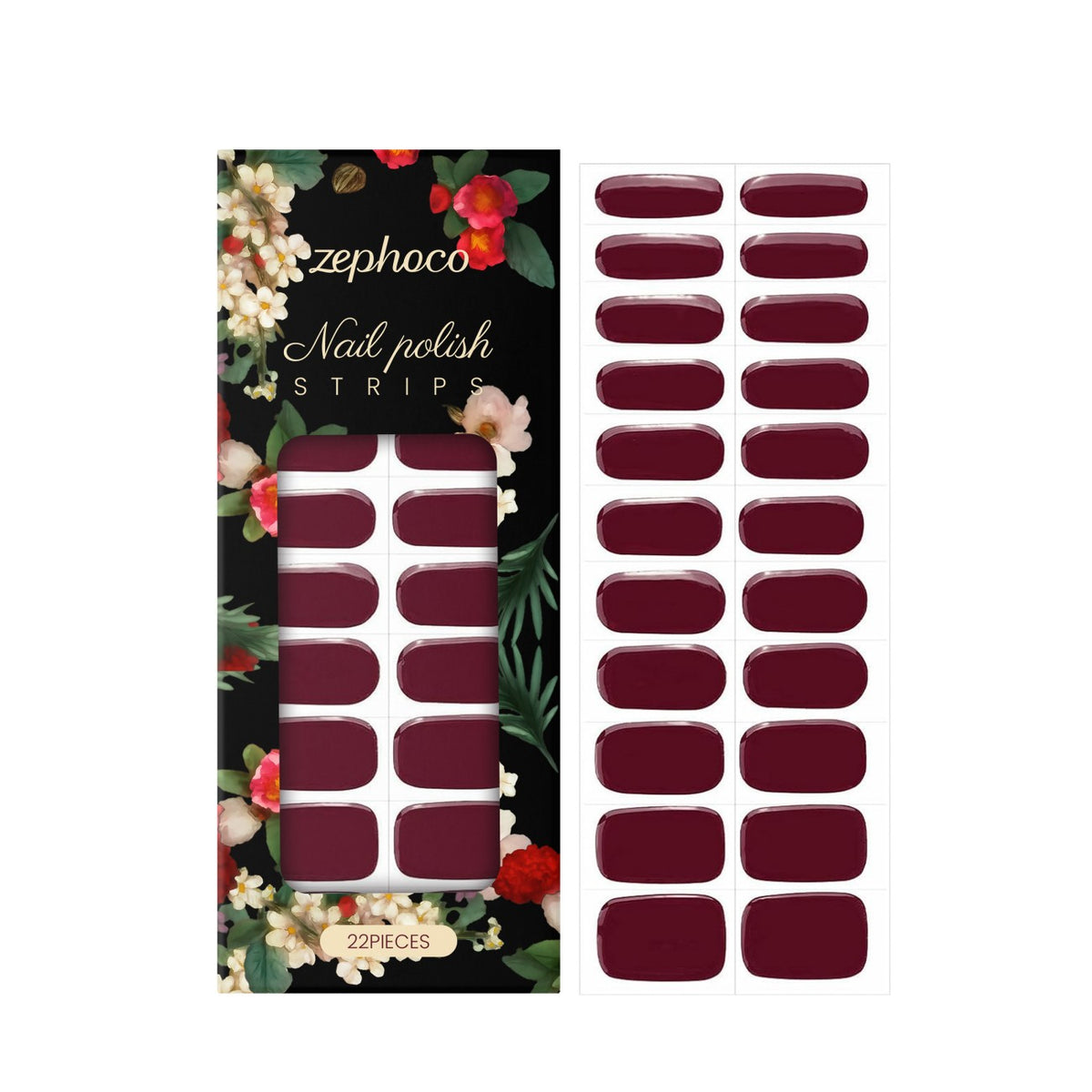 Waterproof Red Nail Stickers - Elegant 22-Piece Nail Art Decals