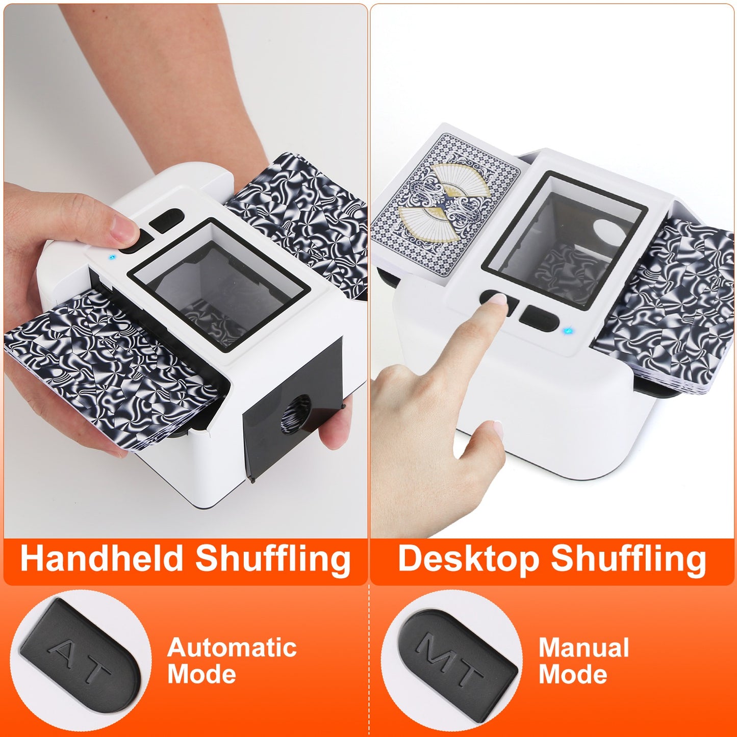 Rechargeable Automatic Card Shuffler - 2 Decks, Auto & Manual Modes
