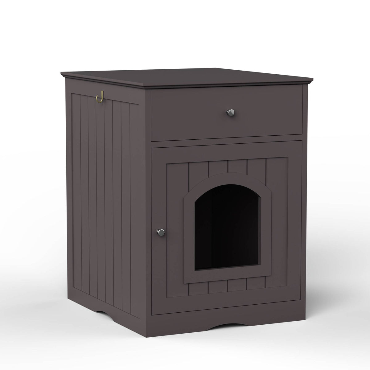 Wooden Cat House with Drawer Side Table Indoor Pet Enclosure