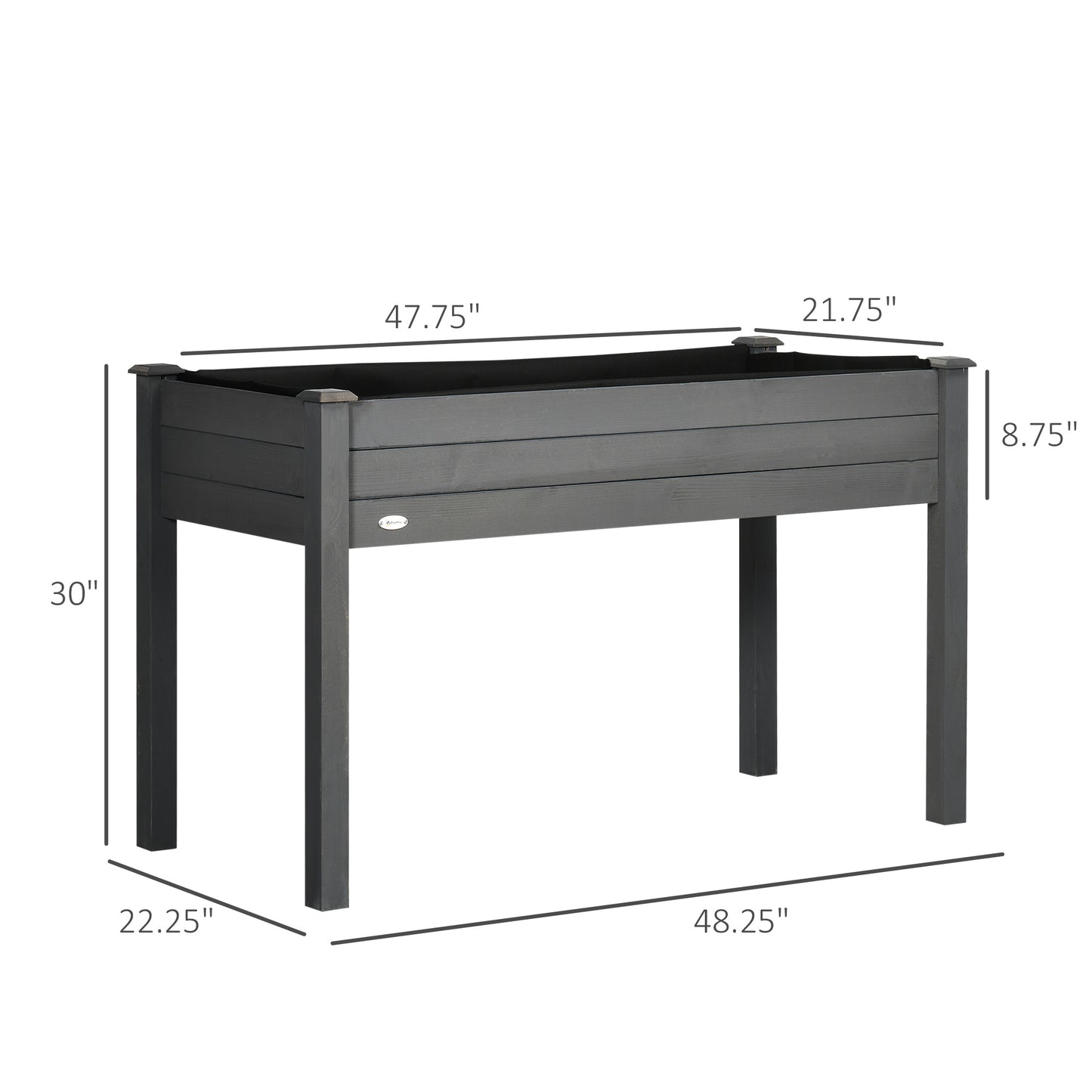 48-Inch Elevated Wooden Garden Bed with Legs for Vegetables Herbs Flowers - Dark Gray