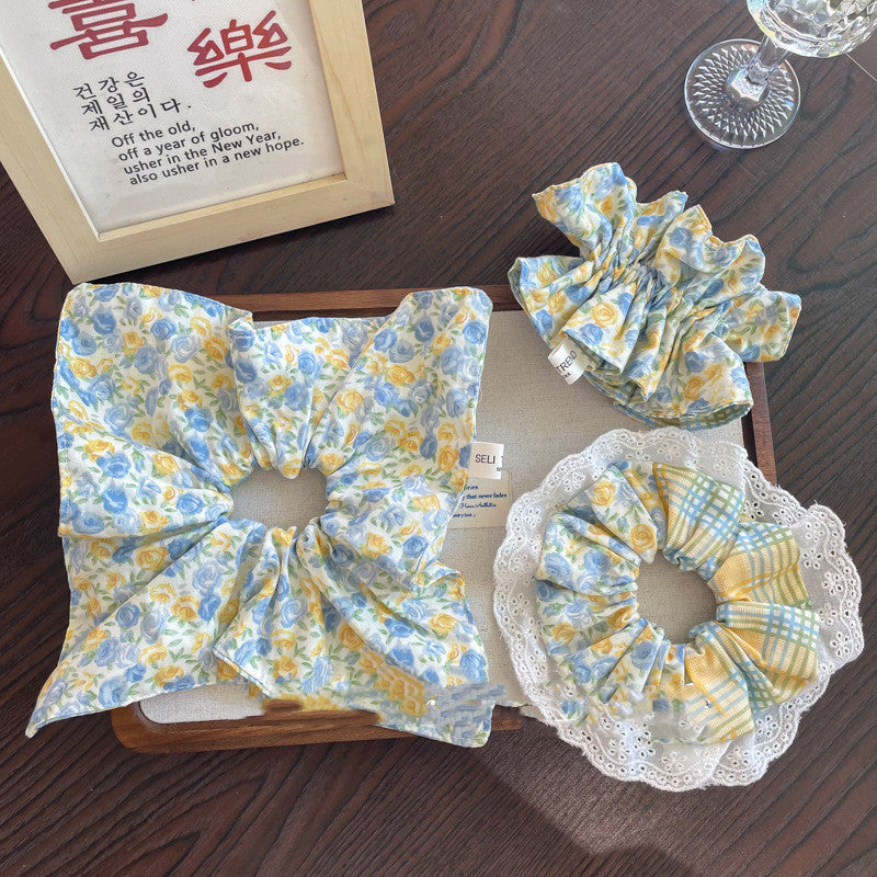 Floral Hair Ring with Fabric Design