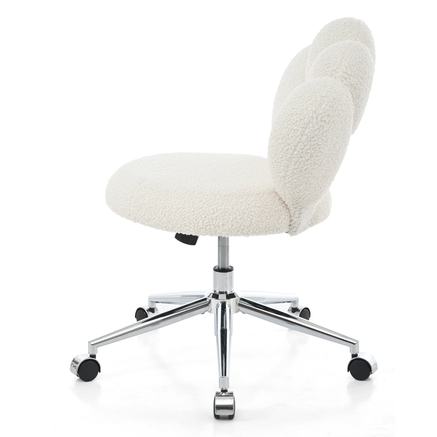 360° Swivel Height Adjustable Office Chair - White Teddy Fabric