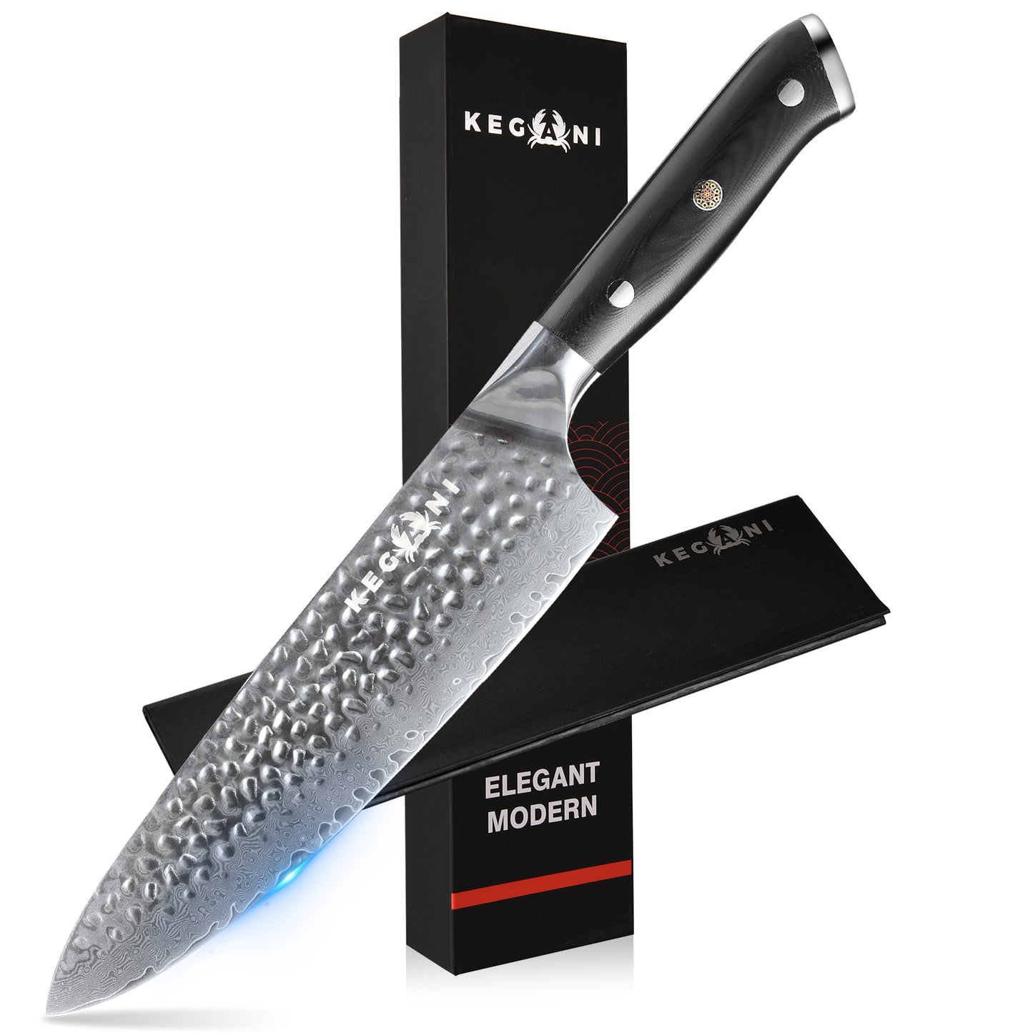 Damascus Steel Chef Knife - 8 Inch VG10 Blade with G10 Handle