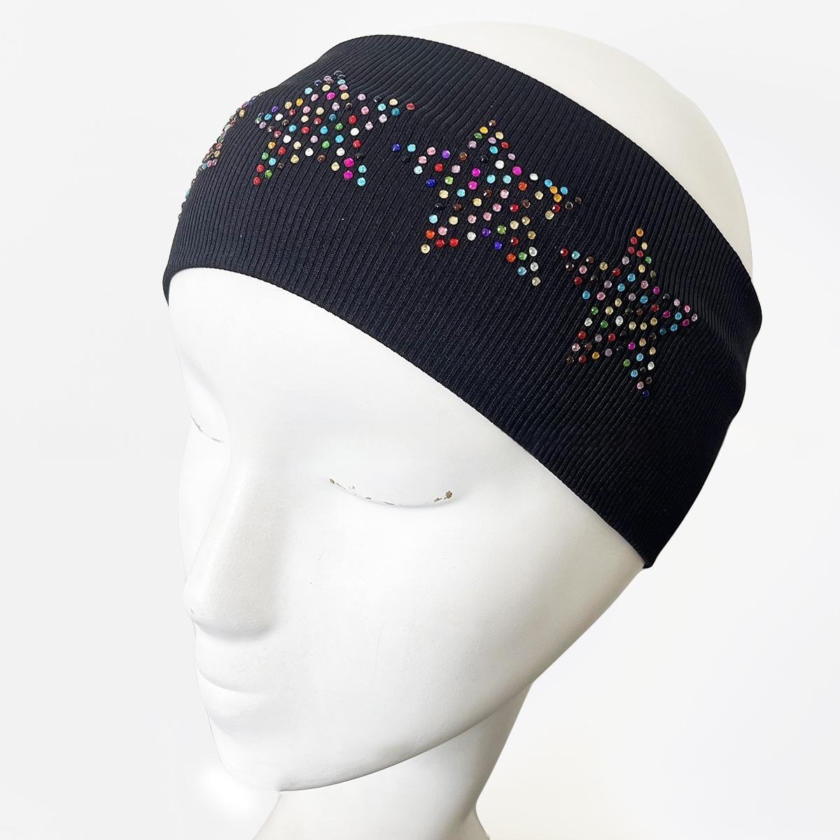 Five-Pointed Star Plaid Headband with Rhinestones