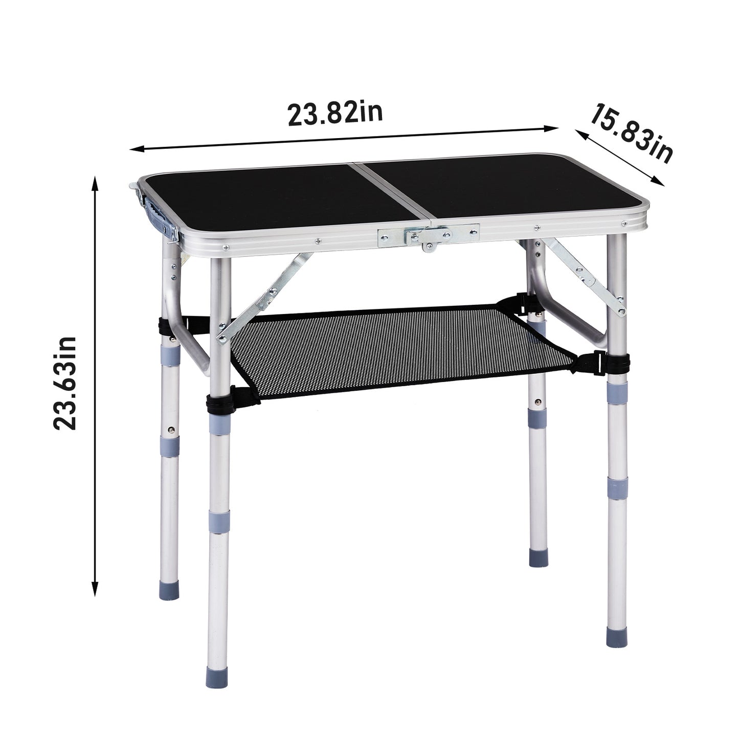 Adjustable Height Foldable Aluminum Outdoor Side Table - Black