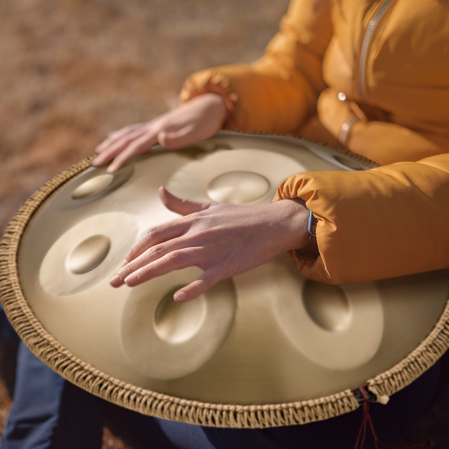 22-Inch Handpan Drum with 9 Notes in D Minor - Steel Hand Drum for Professionals and Beginners