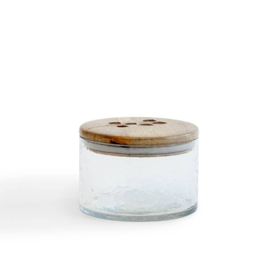 Leafy Twig Glass Jar with Wooden Lid - 700 ml Storage Container