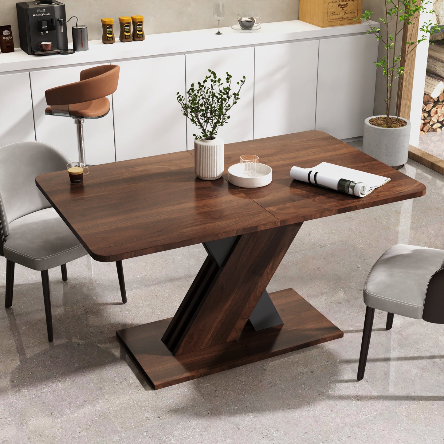 Walnut Multifunctional Extendable Console Table - Modern Design
