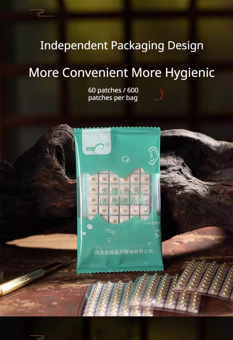 Hypoallergenic Ear Acupoint Patches with Steel Beads & Bian Stone - Pressure Needle Therapy