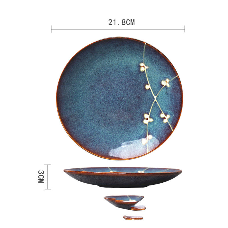 Ceramic Hand-Painted Western Style Breakfast Plate 8 Inch Microwave Safe