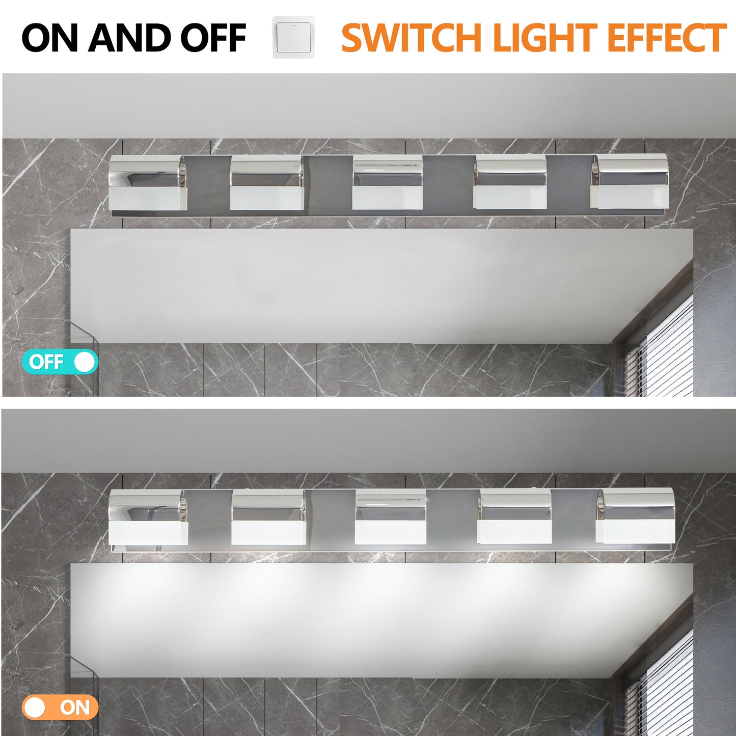 5-Light Modern LED Bathroom Vanity Lighting - Over Mirror