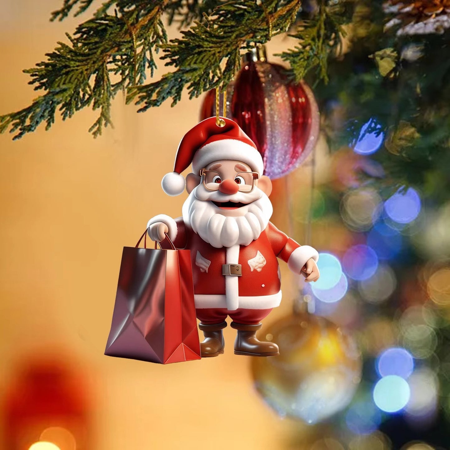 Acrylic Santa Claus Holiday Decor Pendant for Seasonal Festivities