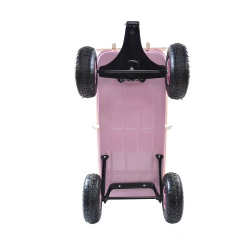 All Terrain Garden Wagon with Wood Railing and Air Tires for Outdoor Use