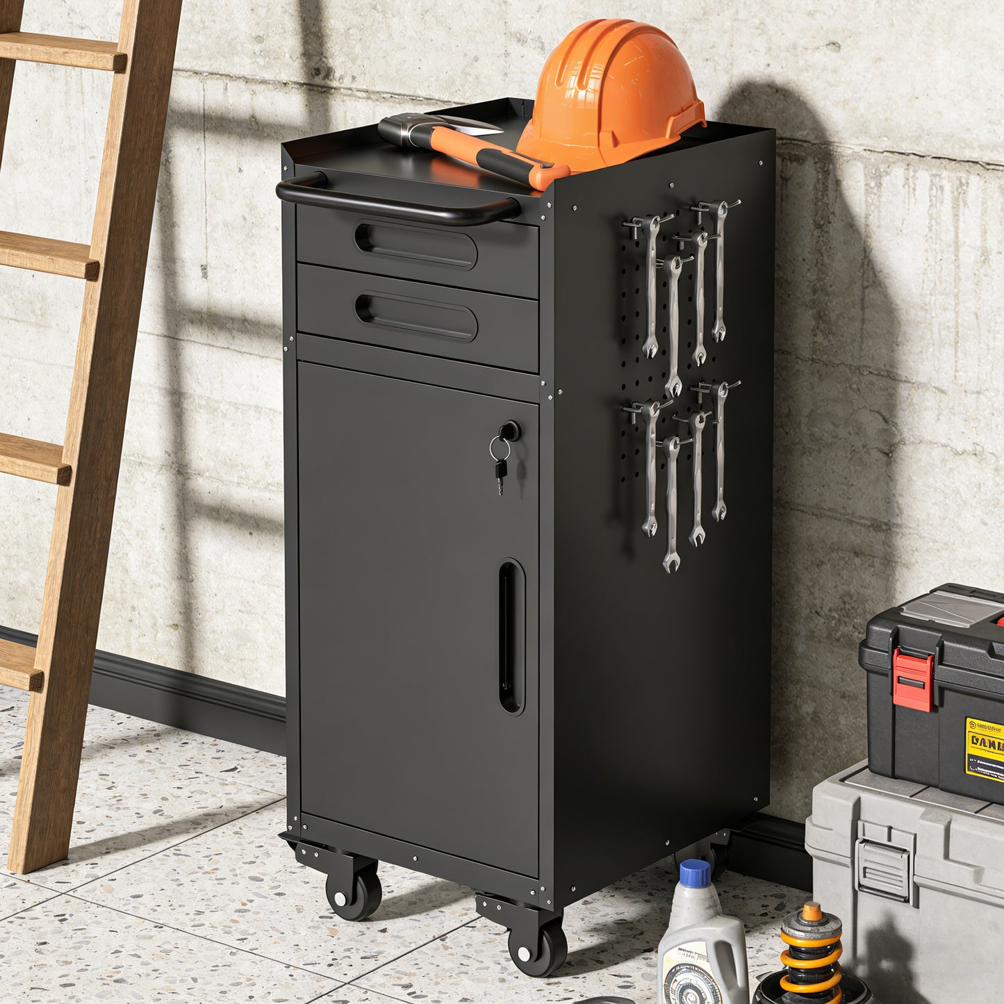 34.3 Narrow Rolling Tool Cabinet - Space-Saving Garage Storage With