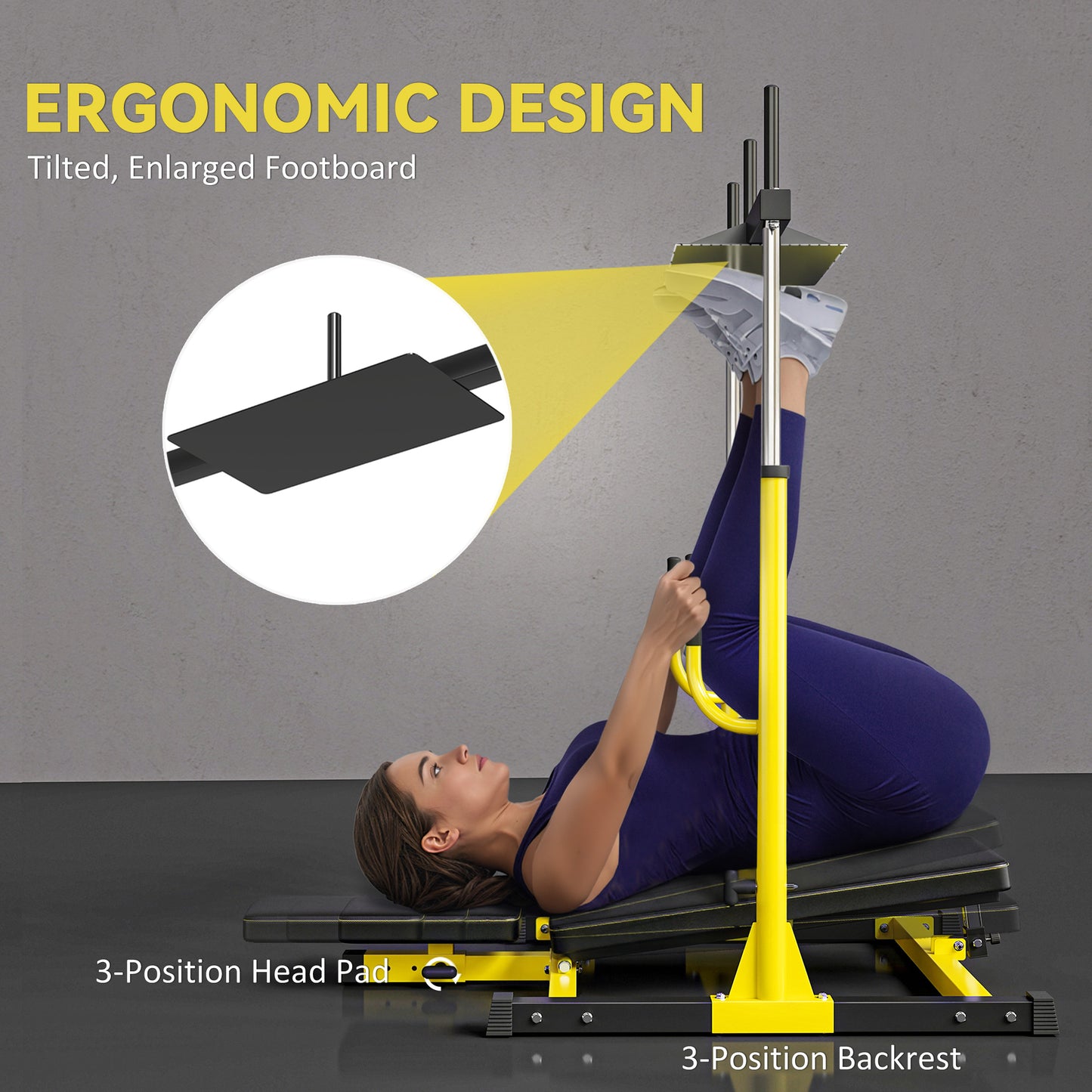 Adjustable Vertical Leg Press Machine for Home Gym - Yellow