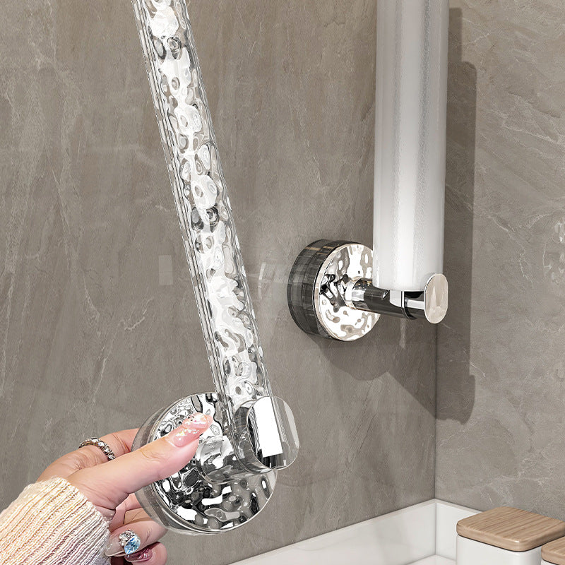 Wall-Mounted Storage Shelf with Strong Adhesive No Drilling Needed - Clear Silver/Gray