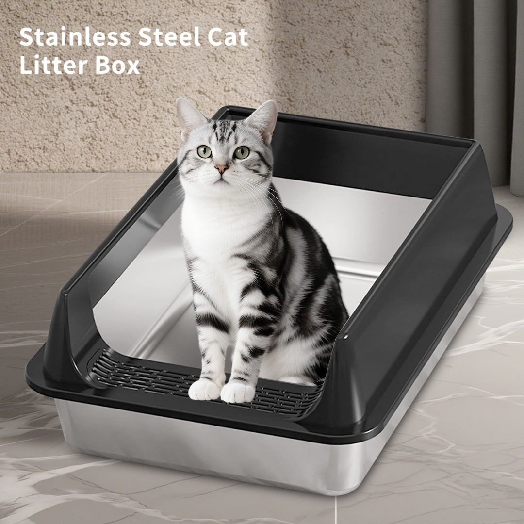 Stainless Steel Cat Litter Box - Large & Durable Pet Furniture