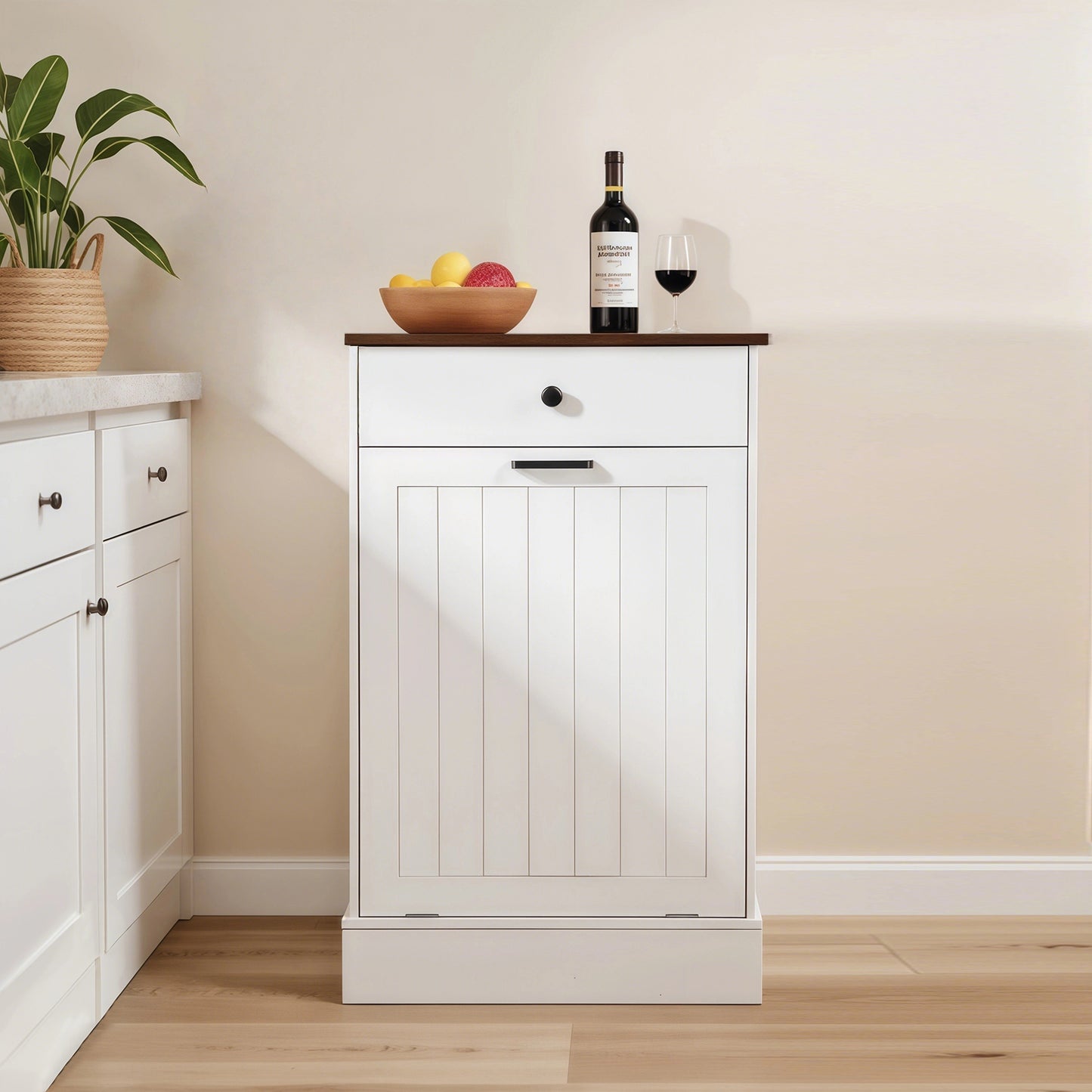 Tilt Out Trash Can Cabinet, Hidden Wooden Cabinet With Drawer, Free