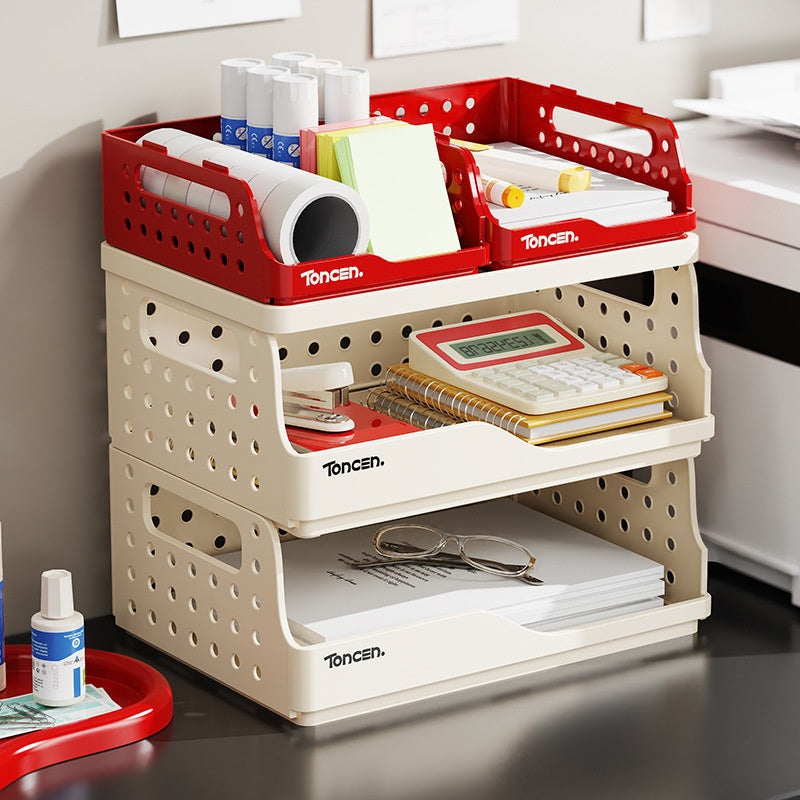 Foldable Plastic Storage Basket - Multi-Color Home Organization Bins