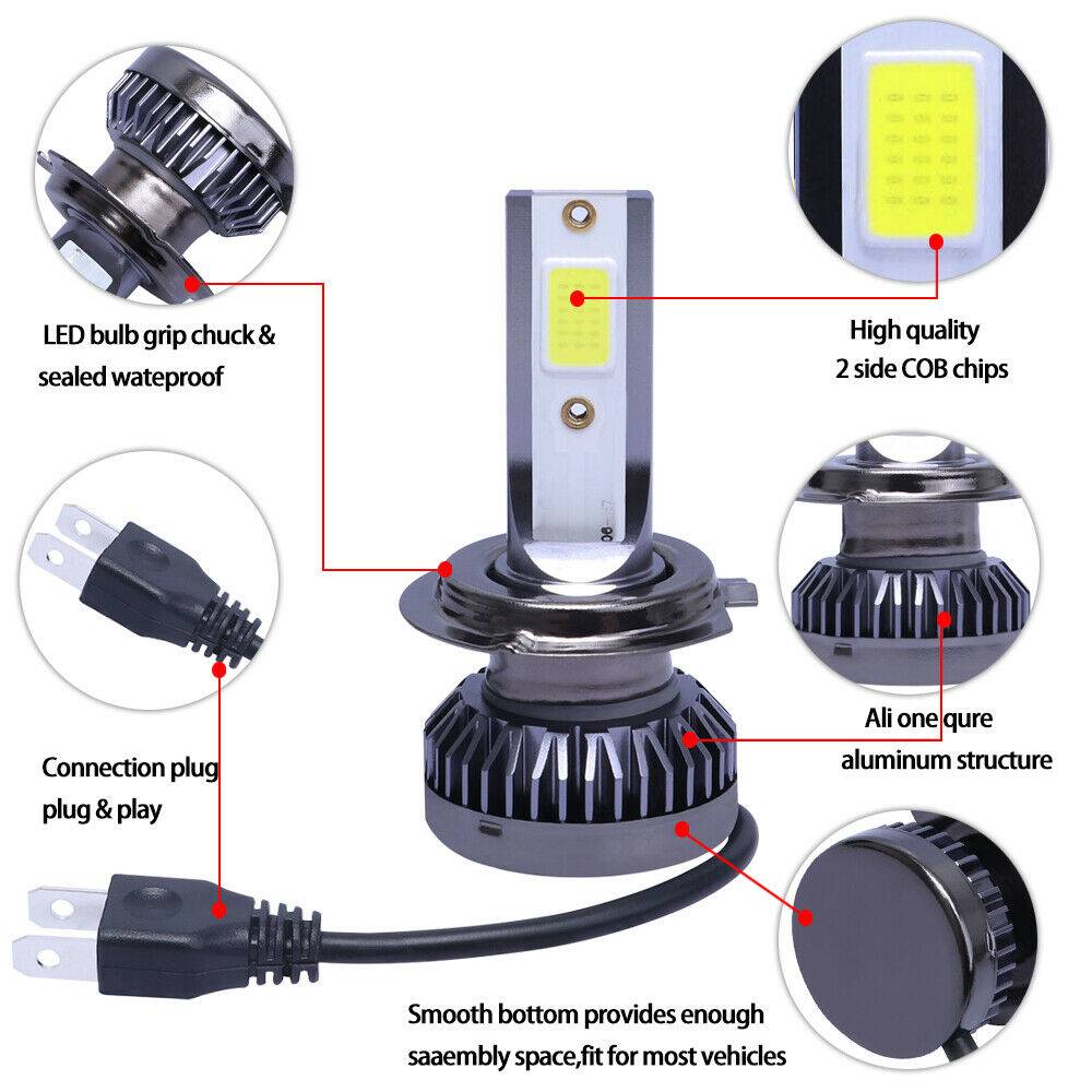 H7 LED Headlight Bulb Kit 8000K Blue High Low Beam 26000LM for Vehicles