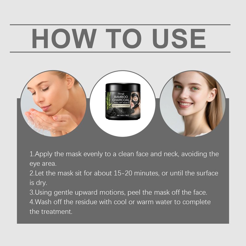 Bamboo Charcoal Tearing Mask - 50g Facial Skin Care Mask for Clear Skin