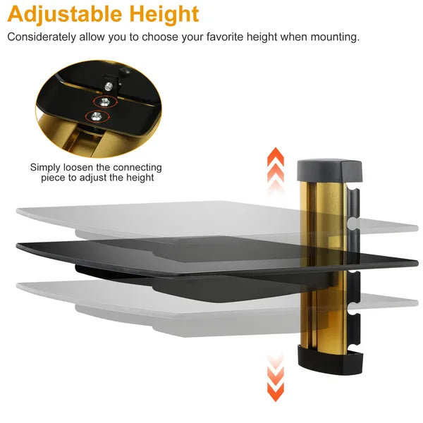 Floating Wall Mounted Strengthened Tempered Glass Shelf For DVD Cable