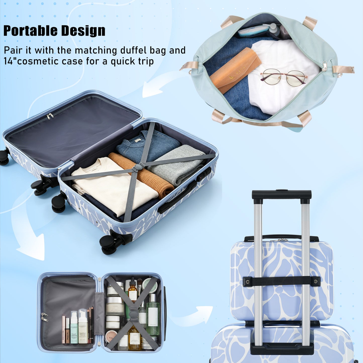 6-Piece ABS Hardside Luggage Set with TSA Lock - Blue