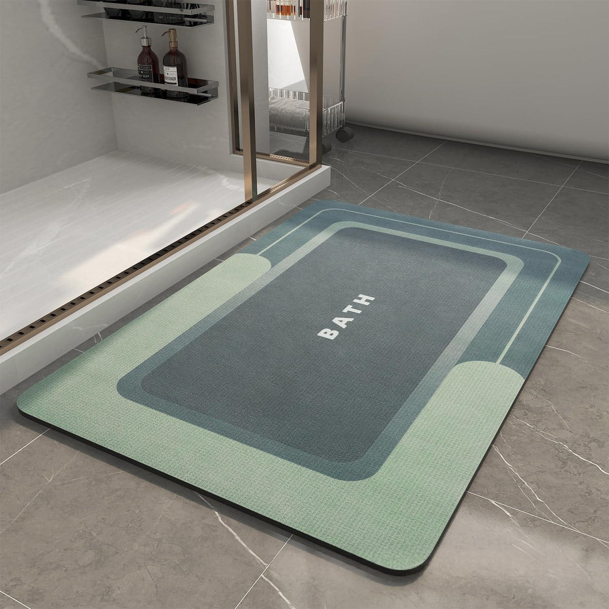 Non-Slip Stain-Resistant Bathroom Floor Mat - Modern Minimalist Square Design