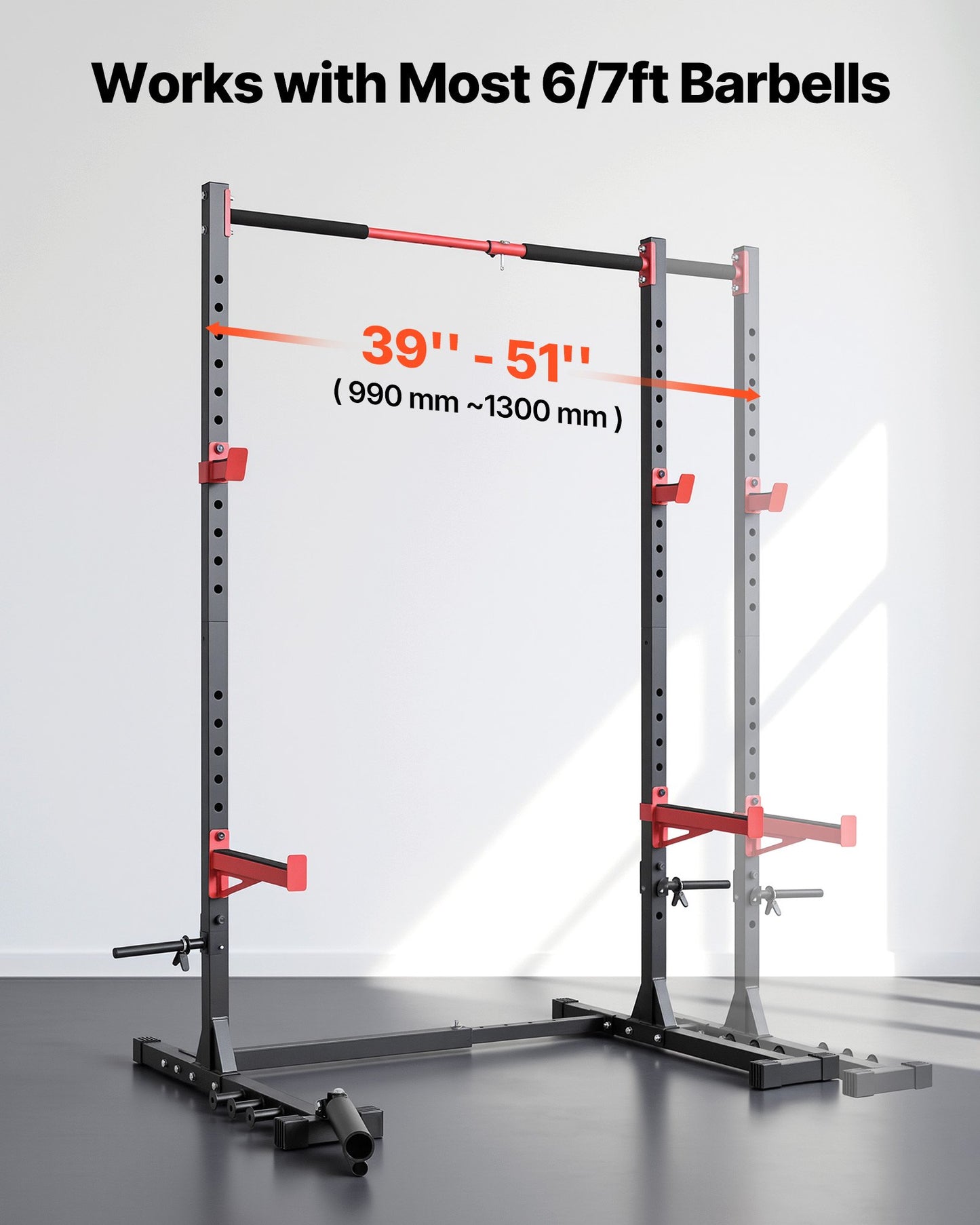 Adjustable Power Cage Rack for Home Gym Strength Training with Landmine & Safety Bars